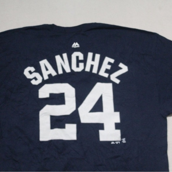 New York Yankees Men Blue Tee Shirt Sanchez 24 Size XXL - Picture 4 of 9